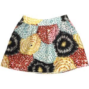 Brooklyn Industries Mini Skirt Multi-Color Floral 100% Silk Women's 2 Pockets